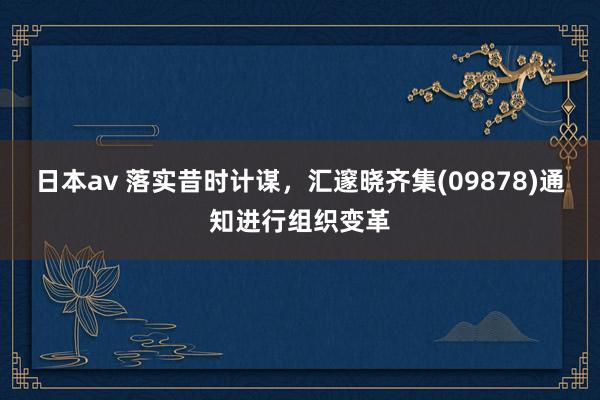 日本av 落实昔时计谋，汇邃晓齐集(09878)通知进行组织变革