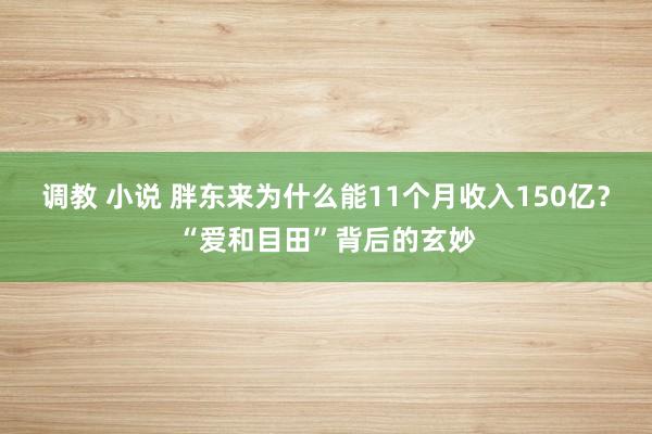调教 小说 胖东来为什么能11个月收入150亿？“爱和目田”背后的玄妙