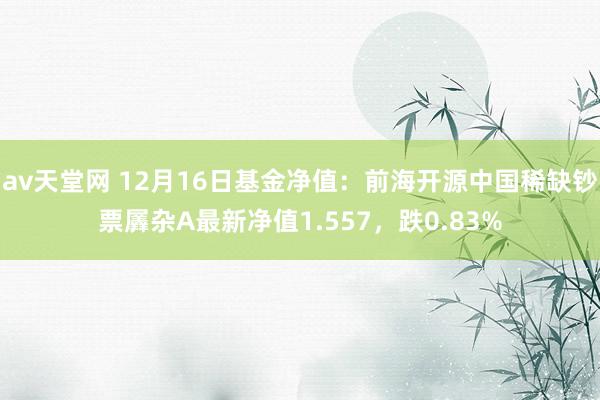 av天堂网 12月16日基金净值：前海开源中国稀缺钞票羼杂A最新净值1.557，跌0.83%