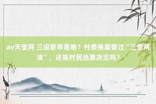 av天堂网 三级联审是啥？村委换届要过“三查两清”，还能村民选票决定吗？