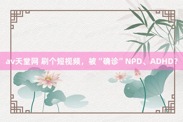 av天堂网 刷个短视频，被“确诊”NPD、ADHD？